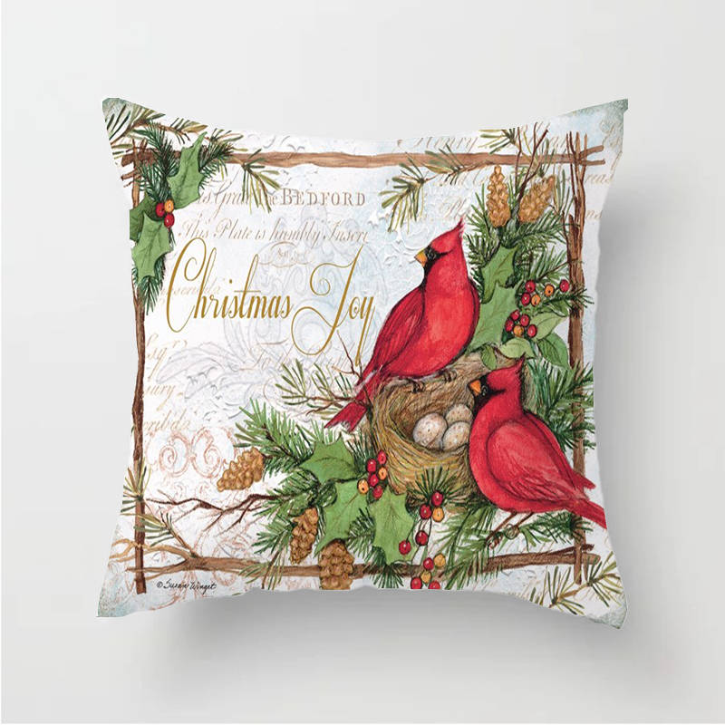 Red Truck Christmas Tree Pattern Cushion Cover Polyester Sofa Pillow Case Home Decorative Pillow Cover 45X45CM Fundas De Cojin