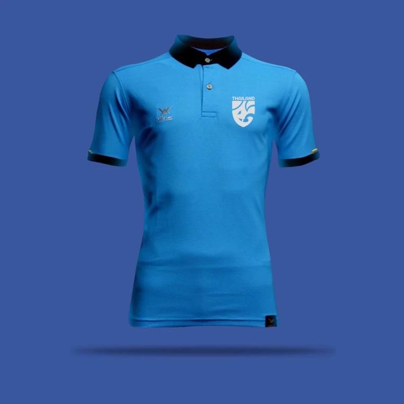 THAILAND National Football Soccer JERSEY CHEER Fan Vintage Version Quick Dry Shirt Polo Polyester Short Sleeve Uniform Elephant Logo Sport Outdoor