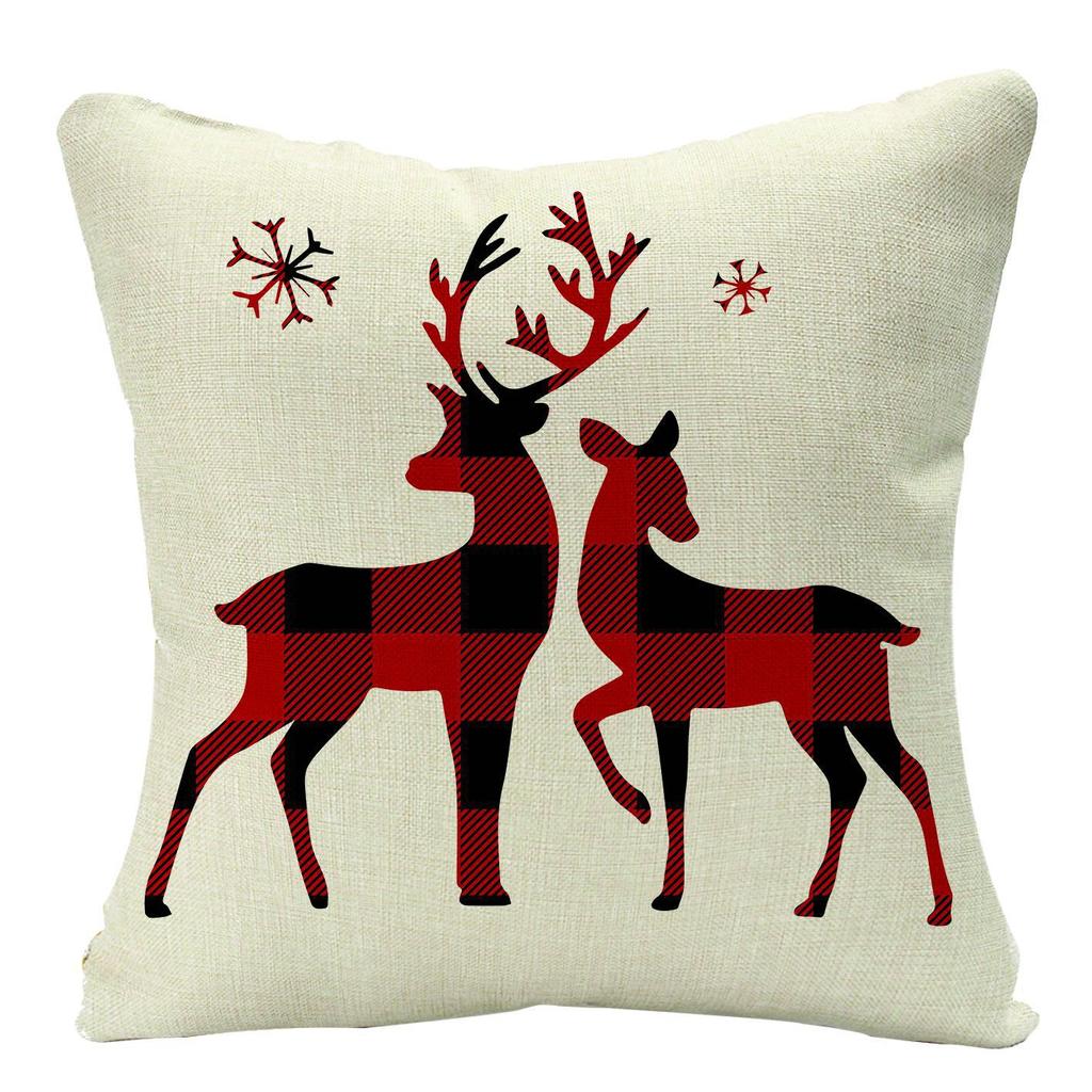 Christmas Elk Forest Car Neck Guard Home Sofa Pillowcase Christmas Pillowcase with Core