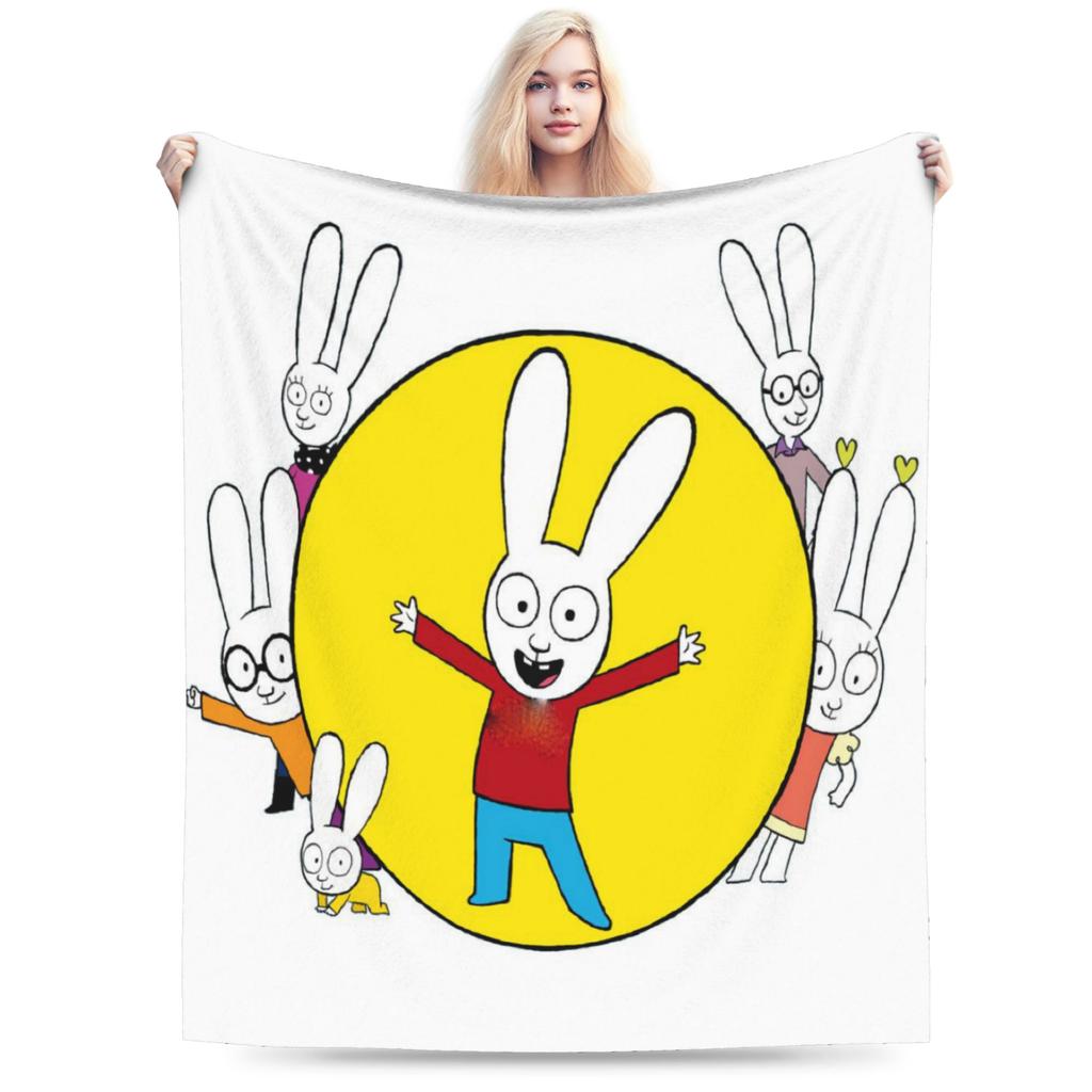 S-Simon Super Rabbit Super Soft Blanket For Couch Bed Trend Throw Blanket Winter Travel Car Flannel Bedspread