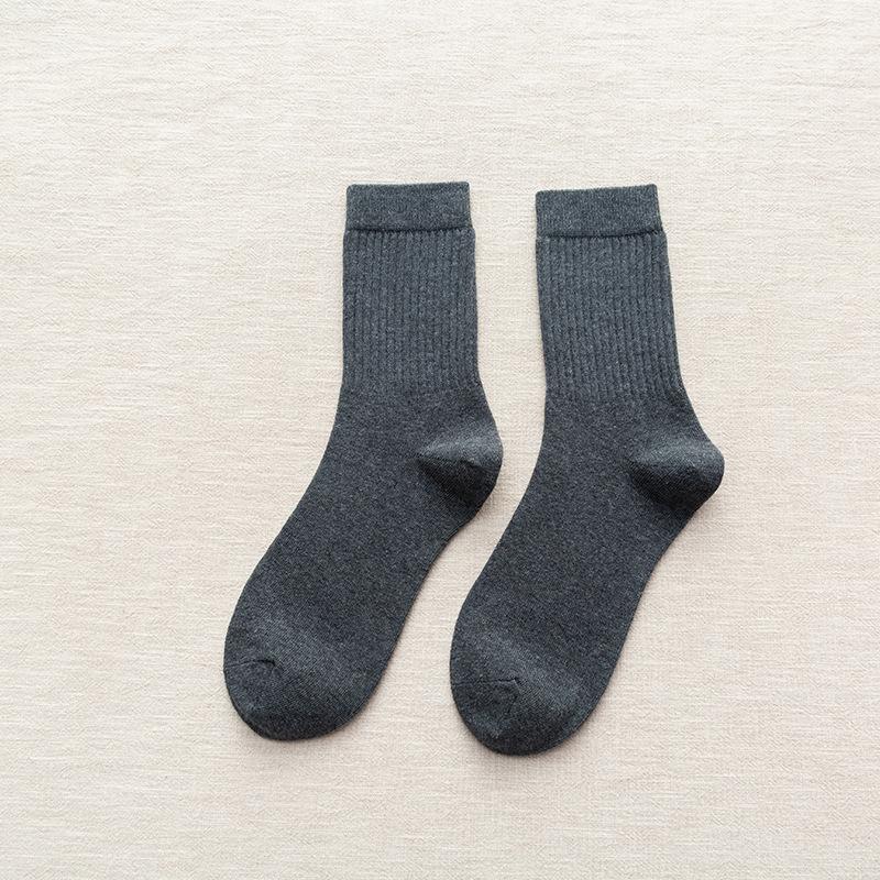 Socks Men'S Medium Tube Socks Spring And Autumn Men'S Socks Solid Color Cotton Socks Men'S Classic Sports And Leisure Business Socks Stockings