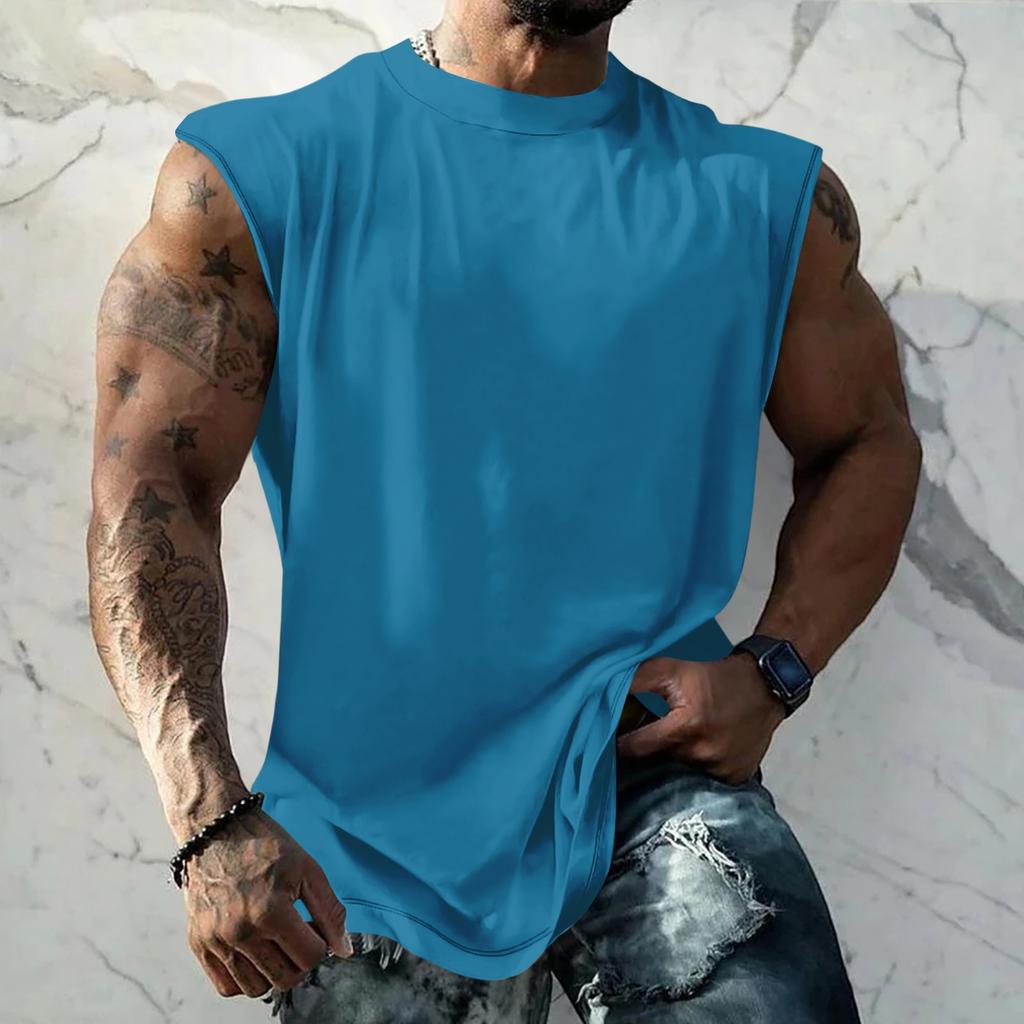 Men Sleeveless Tank Top Muscle Shirt Loose Fit Basic Solid Color Casual Summer Workout Vest for Daily Use
