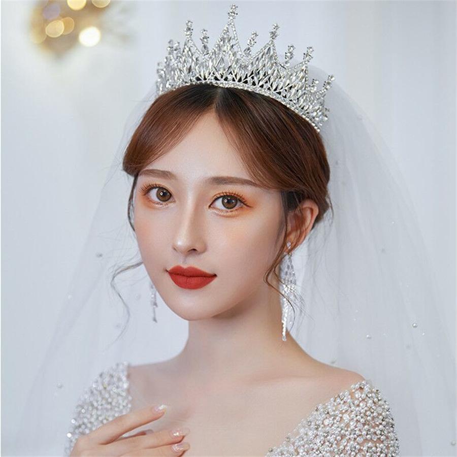 Fashion Elegant Korean Gold Color Crown Hair Accessories Luxury Crystal Tiara For Women Wedding Headdress Bridal Hair Jewelry