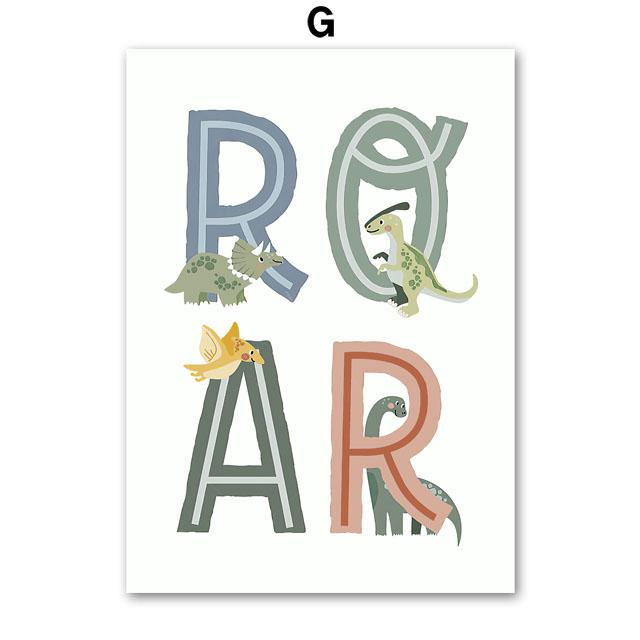 Cute Dinosaur T-Rex Brachiosaurus Nursery Wall Art Canvas Painting Nordic Dino Posters And Prints Pictures Baby Kids Room Decor