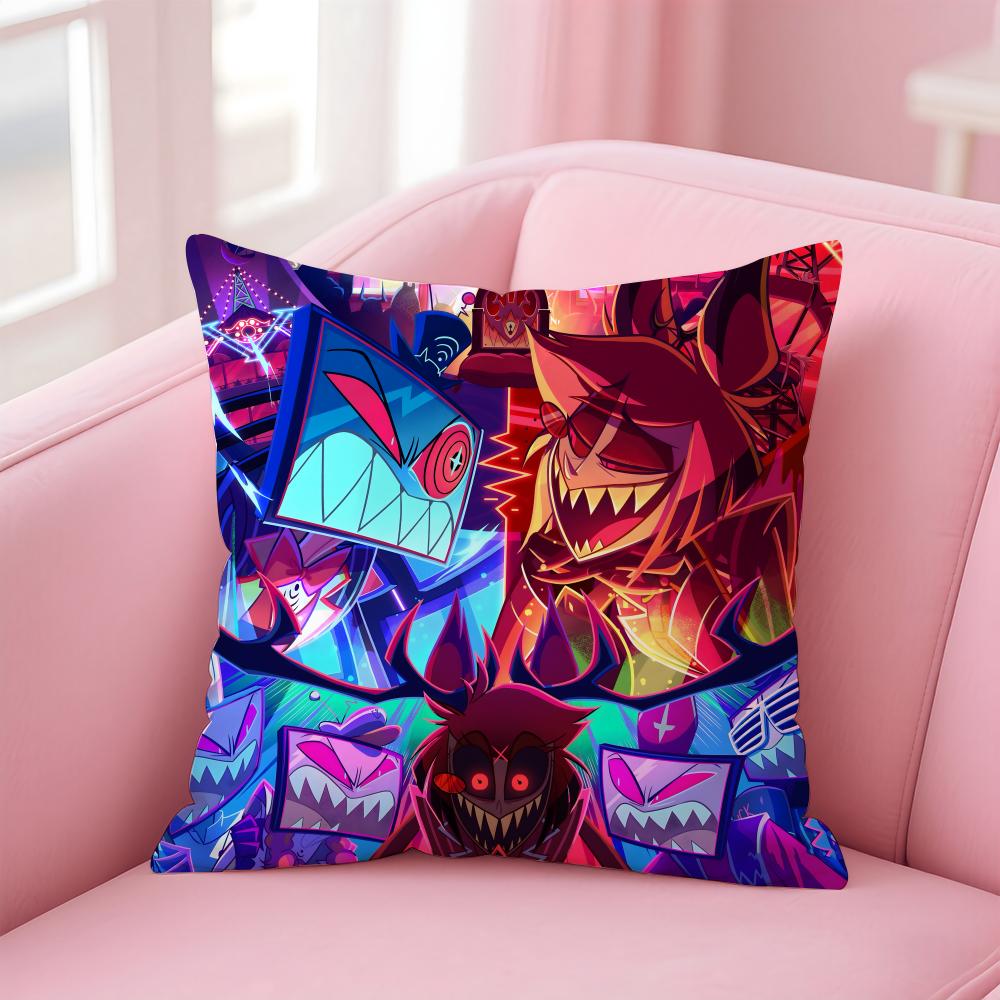 H-Hazbin H-Hotel Anime Cushion Cover Home & Car Multi-Scene Pillow Cover - Reversible, Soft & Durable for Daily Use