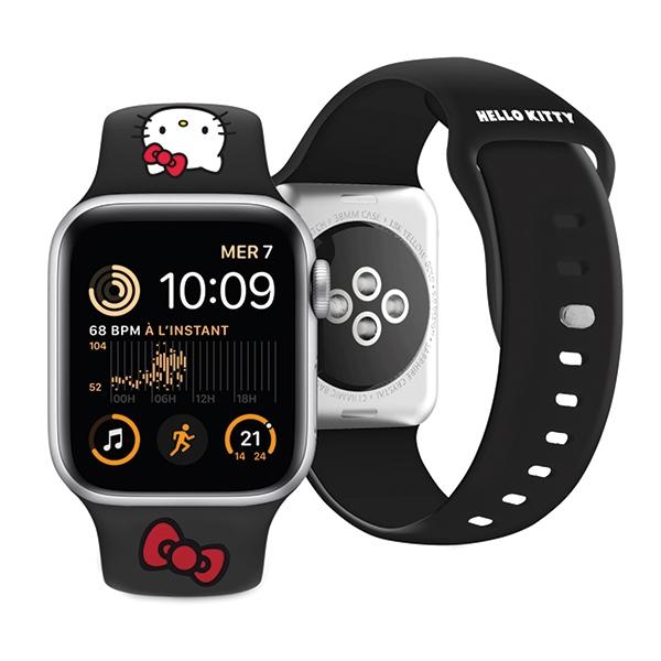 Hello Kitty HKAWMSCHBLK Apple Watch Strap 38/40/41mm Black/black Strap Silicone Kitty Head