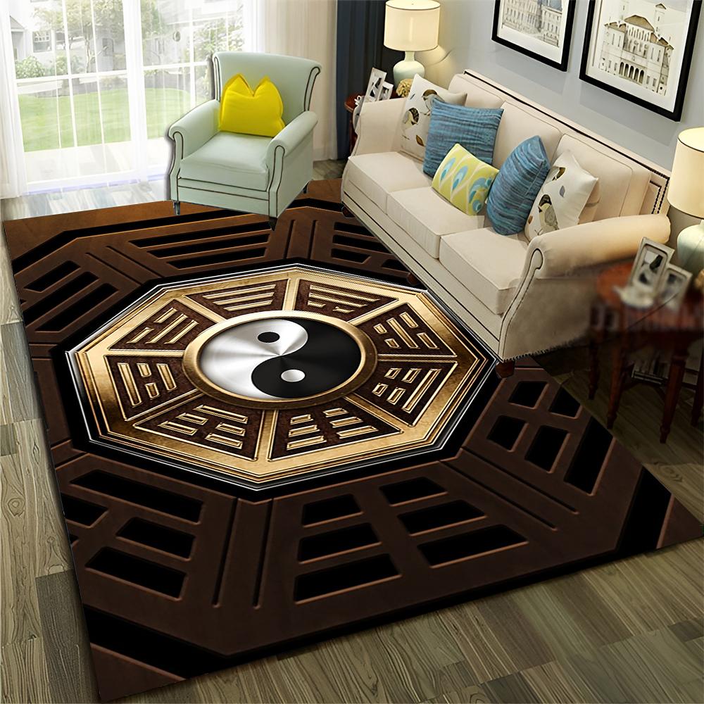 Chinese 3D Tai Chi Bagua Yin Yang  Carpet Rug for Home Living Room Bedroom Sofa Doormat Decor,Child Area Rug Non-slip Floor Mat
