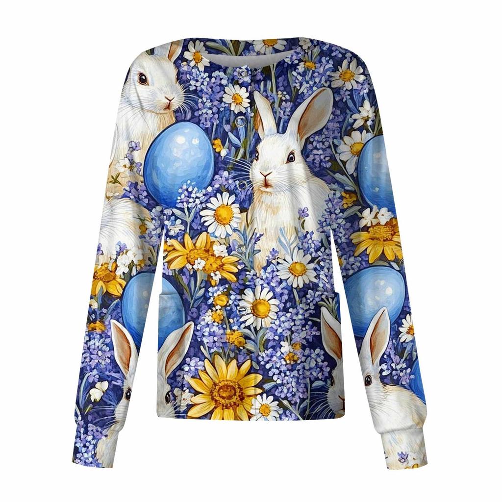 Women Long Sleeve Pattern Pocket Working Stand-up Collar Single-breasted Protective Overalls Cardigan Jacket Top