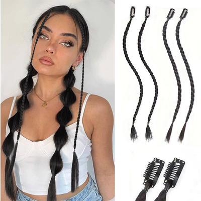 Synthetic Long Straight Wig Extensions Braids Clip In Hair Ponytail Hairpieces For Women Girls Daily Cosplay Use