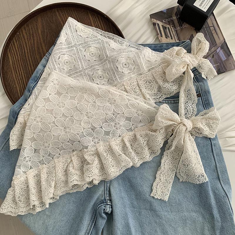 Korean Spring Lace Layered Triangle Midi Scarf-Skirt