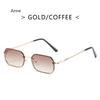 Rectangle Rimless Sunglasses Women Fashion Candy Color Square Sunglasses Men Lady  Designer Black Shades Glasses Gafas
