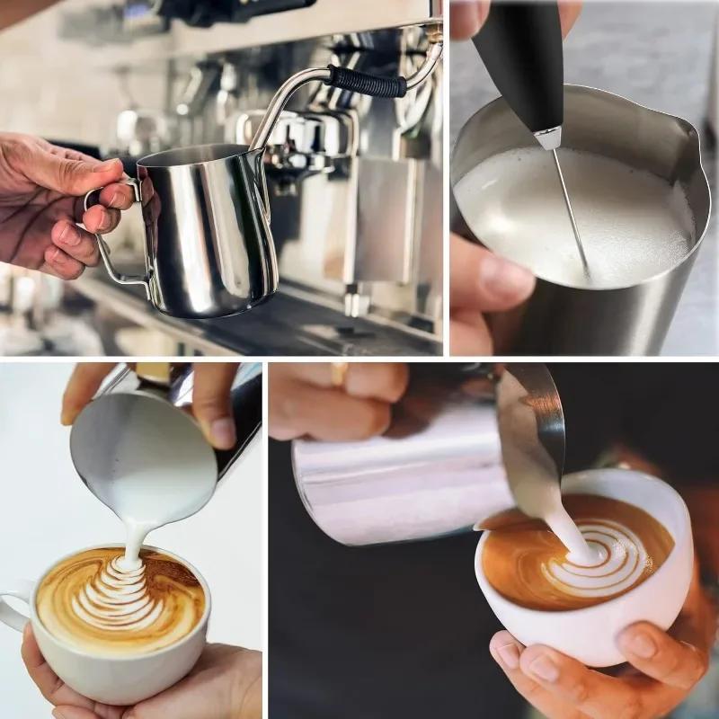 350/600/1000ml Milk Creamer Frothing Pitcher with Scale Stainless Steel Milk Frother Latte Cup Espresso Cups Coffee Accessories