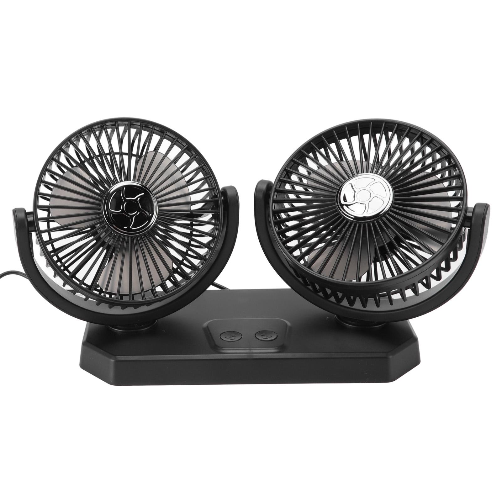 

12V Double Head Electric Fan Double Control 3 Gears Strong Wind USB Charging Car Cooling Fan for Minivan Trucks