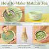 4Pcs Japanese Matcha Tea Set Ceramic Bowl Bamboo Tea Scoop Whisk and Holder Matcha Making Kit for Tea Lovers Tea-Making Tools