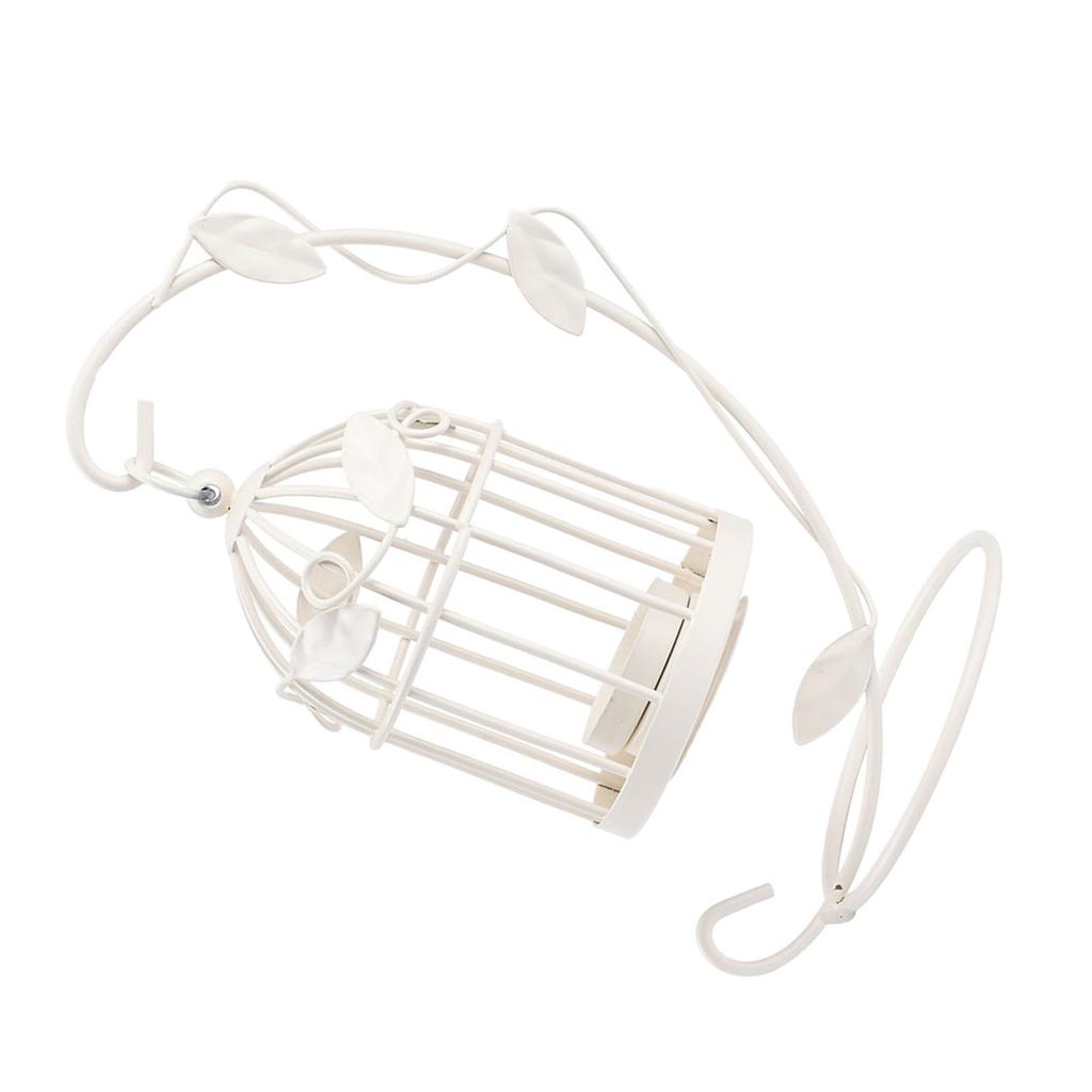 Innovativer Kerzenhalter aus Eisenblättern, ausgehöhlter Käfig, zum Aufhängen, Kerzenständer, Haushaltsdekoration, Weiß