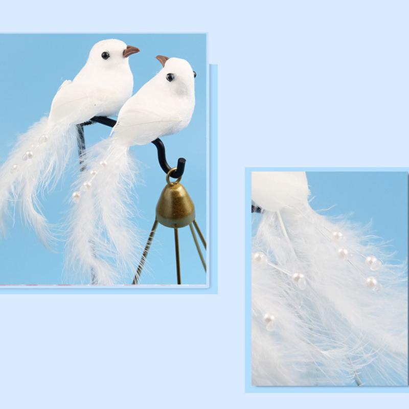 Cute Artificial Decoration Bird White Fake Doves Simulation Feather Pigeon Christmas Tree Wedding Party Craft Ornament With Clip
