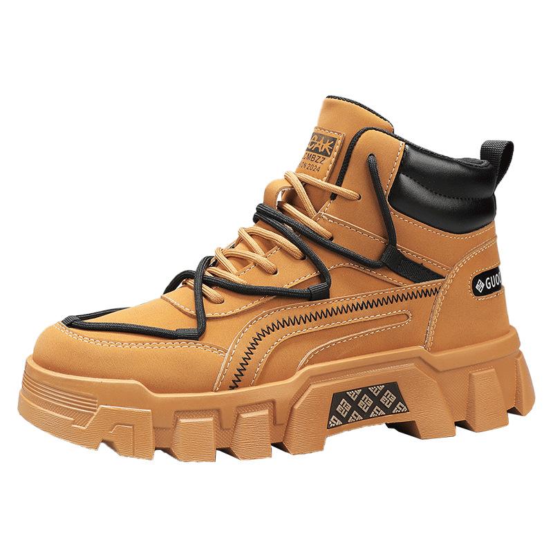 

Мужские ботинки 2024 года, осенне-зимние ретро-ботинки для мотоциклистов, водонепроницаемые, на толстой подошве, на платформе, со шнуровкой, повседневные, устойчивые к холоду ботинки 44 коричневый