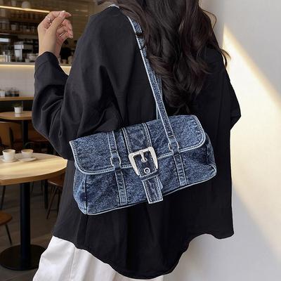 Retro Large-capacity Women's Bag 2026 Summer New Fashionable Versatile Shoulder Underarm Bag Portable Denim Bag
