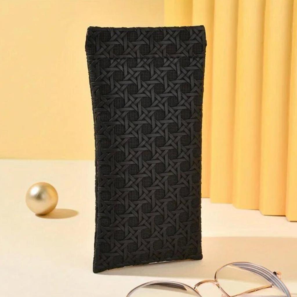 1pc Minimalist Elegant Trendy Glasses Pouch Woven Texture PU Leather Portable Sunglasses Storage Box Durable Protective Containe