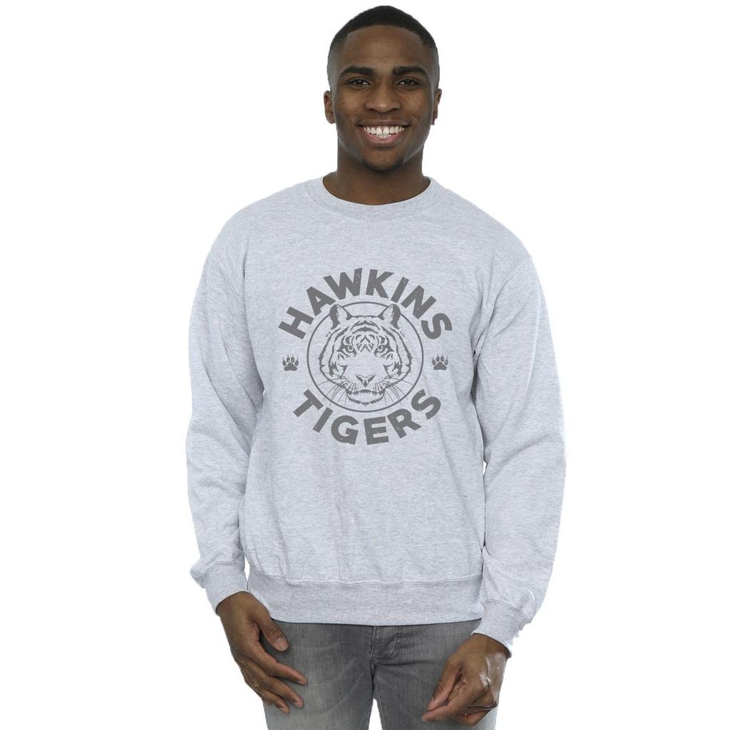 Sweat-shirt Netflix Homme Stranger Things Hawkins Gris Tigre
