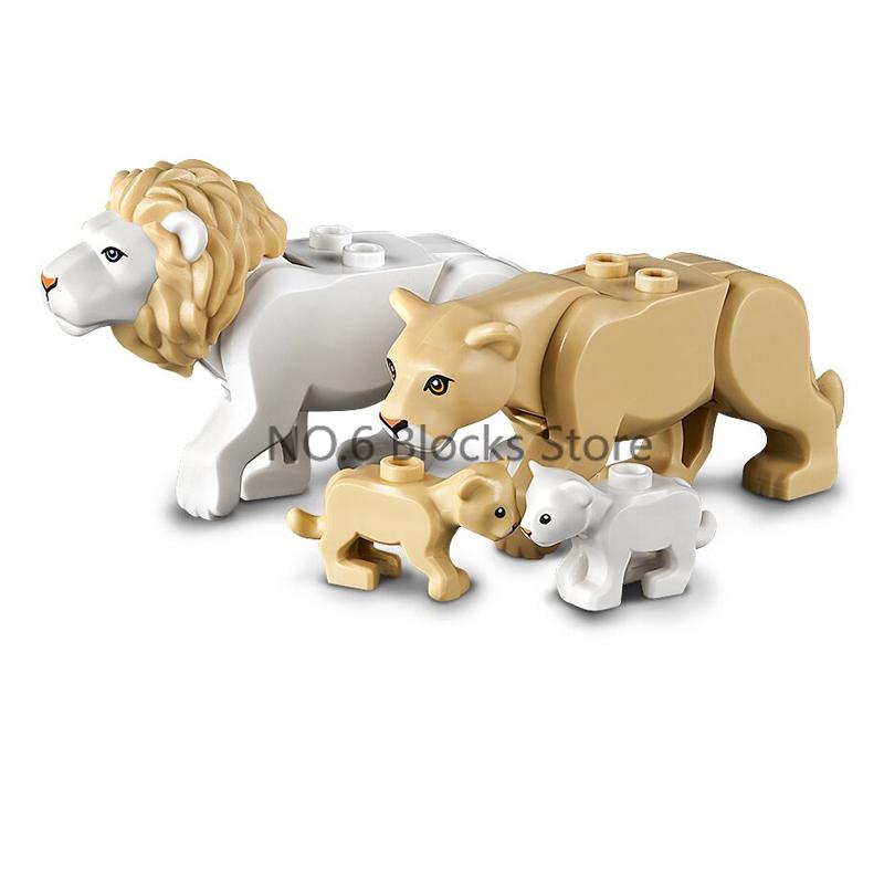 MOC Animali Blocchi da Costruzione Zoo della Foresta Tigre dai Denti a Sciabola Orso Alce Elefante Aquila Squalo Scimmia Leone Giocattolo Mini Mattoncino Regalo per Bambino S09