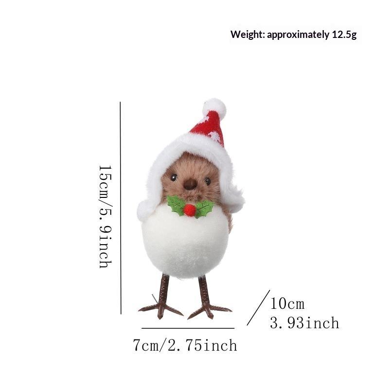 Christmas Plush Bird Ornaments Soft Cute Handmade Hanging Decor for Xmas Tree Home Holiday Party Winter Festival Decoration