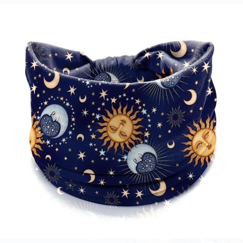 Vintage Boho Flower Print Headbands Women Wide Twist Knotted Elastic Hair Bands for Date Night Casual Outings
