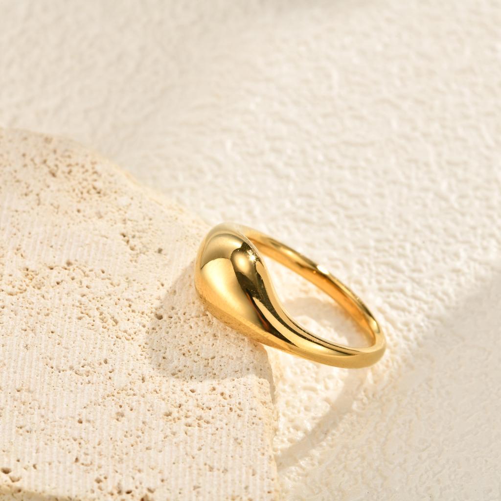 Vnox Gold Plated Flowing Glossy Ring for Women Girl, Irregular Simple Classic Light Luxury Minimalist Dainty Band Jewelry Gift