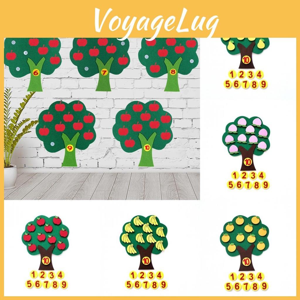 Peache Banana Orange Pear Apple Fruits Tree Felt Math Learning Education Board