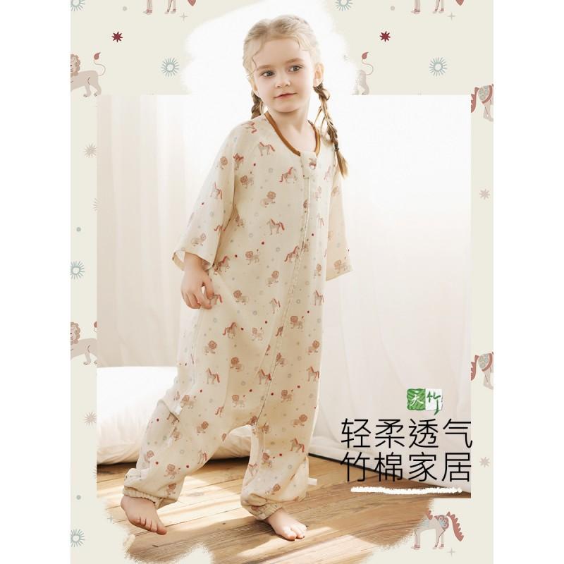 Bamboo Cotton Antibacterial Toddler Sleep Sack With Zipper Front 4 Buttons Back 2 Legged Lightweight Pajama