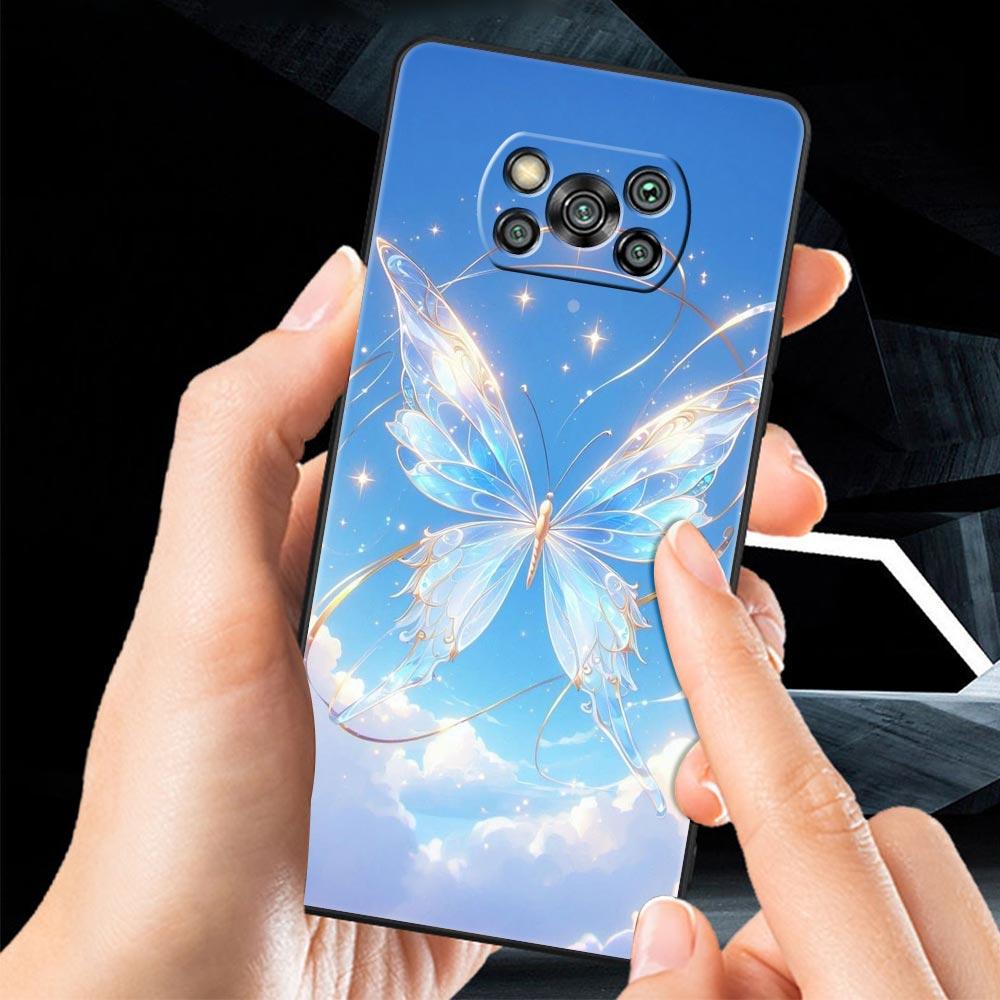 Butterfly Design Phone Case for Xiaomi Poco F7 F6 F5 F4 F3 X6 X5 X4 X3 NFC F7 Ultra M4 C51 C55 GT 5G Soft TPU Cover Fundas Capas