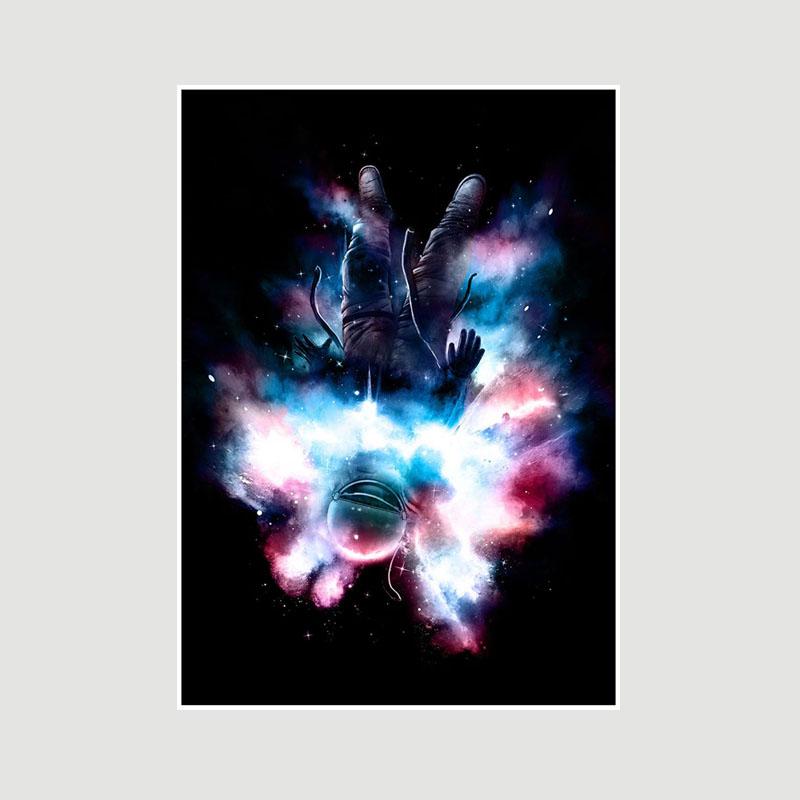 Living Room Decoration Art Painting White Paper Astronaut Space Poster Wall Art Prints Home Decor Bar Cafe Dorm Decorative Pictures Gifts