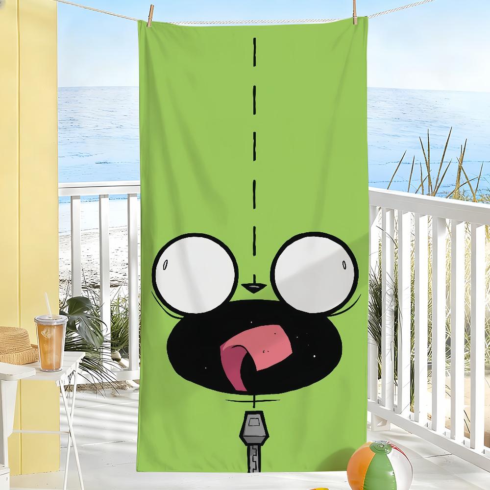 Funny Cartoon I-Invader Zim Towel Soft Pool Gift For Travel Gym Shower Camping Quick Dry Sports Large Beach Towels