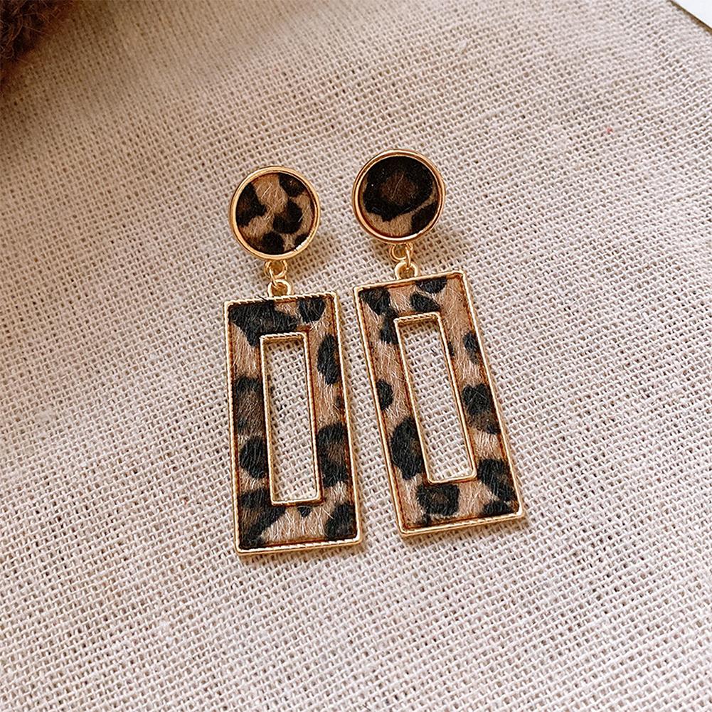 Retro Earrings Geometric Heart Leopard Print Earrings Light Luxury Earrings Fashion Accessories Gift For Women