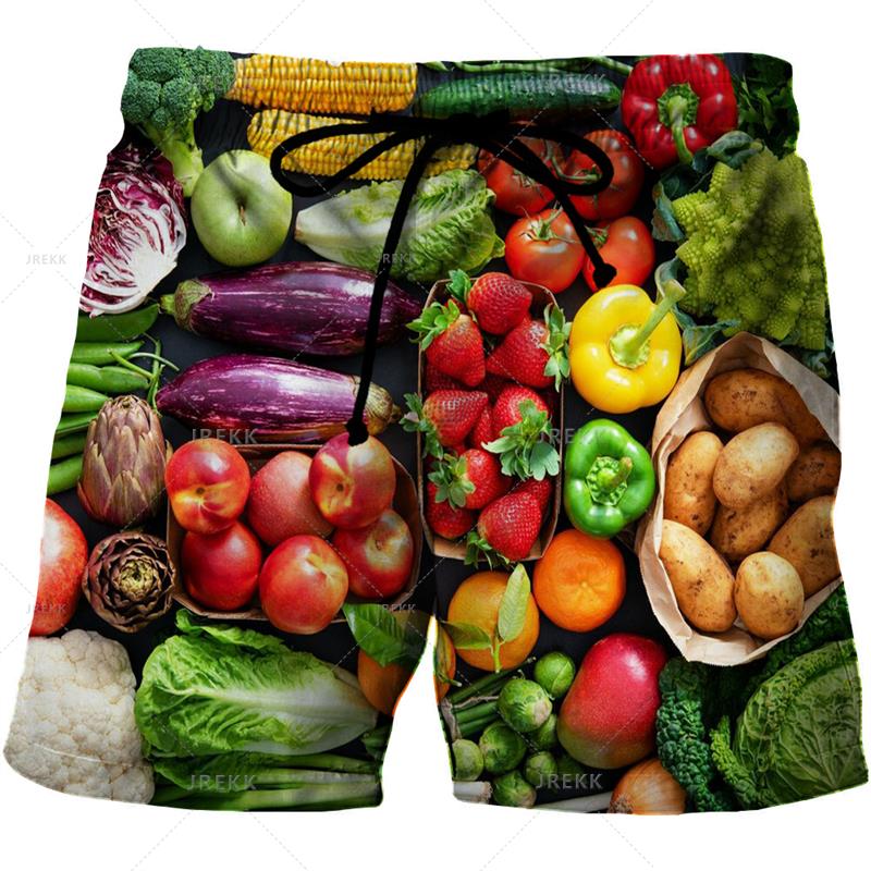 Summer 3D Food Graphic Print Shorts Fashionable Casual Beach Men's Shorts
