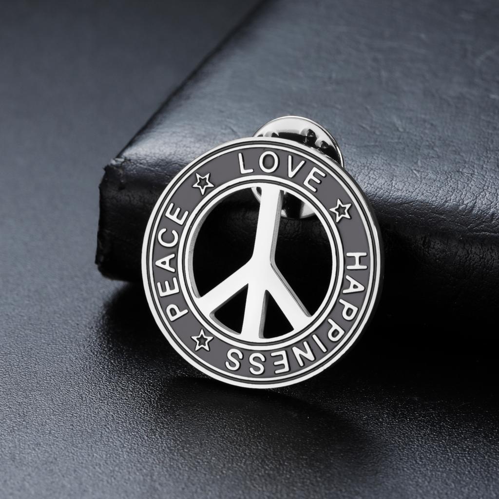 Roestvrij Staal Vredesteken Ronde Broche voor Dames Heren Geluk Vrede Liefde Reversspelden Trend Sieraden Accessoires Amulet Cadeaus