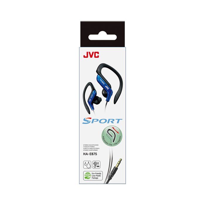 Ecouteurs clip Sport ajustables finition bleue, résistant aux éclaboussures, bass boost