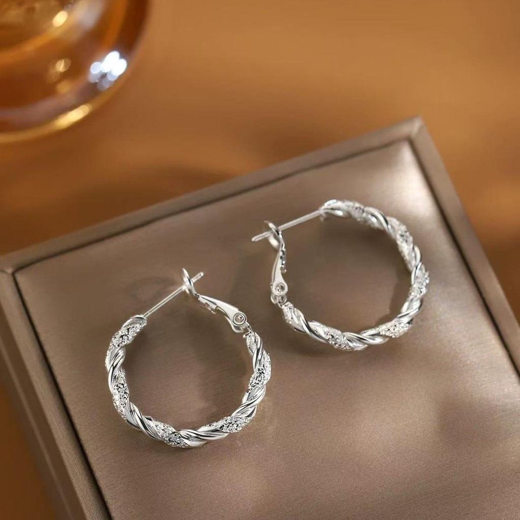 2025 Women's Niche Design 925 Sterling Silver Twisted Stud Earrings – Light Luxury Ear Jewelry with High-End Feel