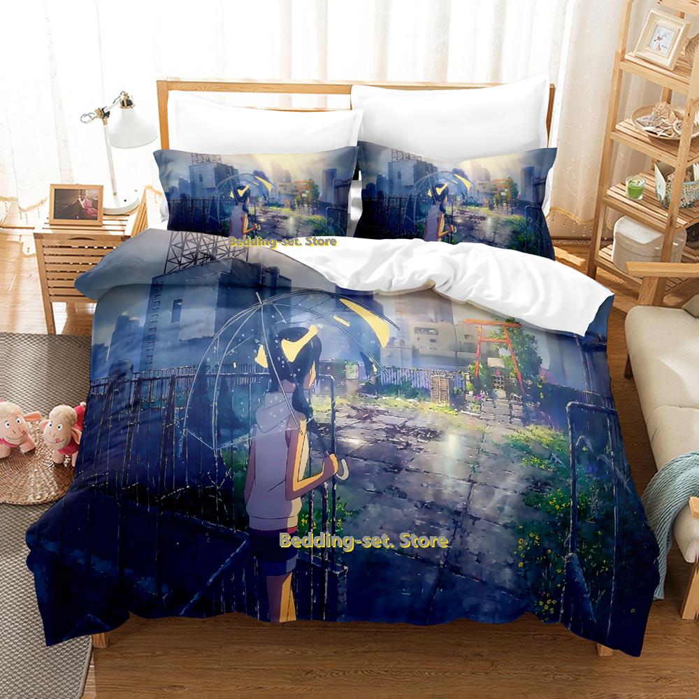 Weathering With You Bedding Set Single Twin Full Queen King Size Bed Set Adult Kid Bedroom Duvetcover Sets Anime Parure De Lit