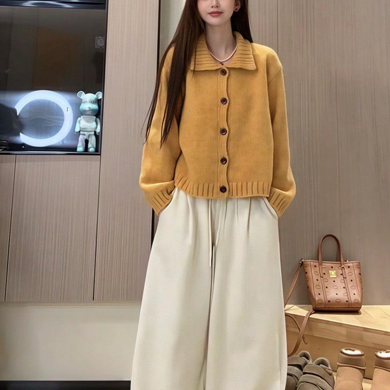 2026 Women's Solid Color High Neck Knit Cardigan – Autumn/Winter Collection