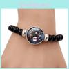 Stylish Black Elastic Cartoon Beaded Bracelet Handcrafted Glass Anime Gift For Men And Women
