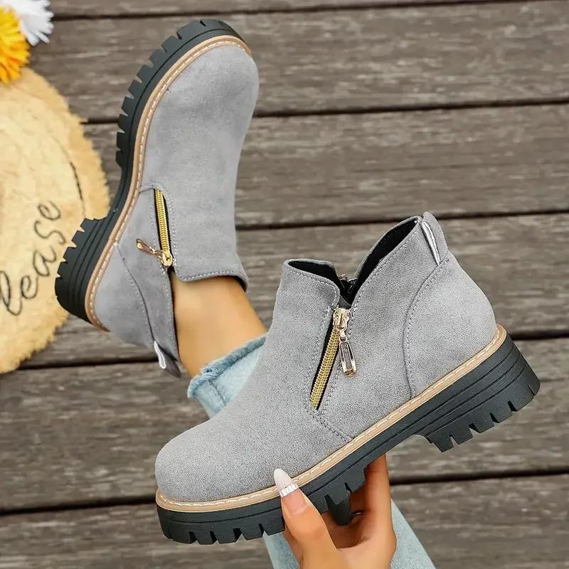 New Women Ankle Boots Fashion Casual Side Zipper Shoes Comfortable Big Size Shoes Women Outdoor Chelsea Short Boots Women