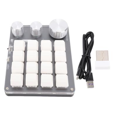 Keyboard 16 Key 3 Knobs BT 2.4G Wired 3 Modes Red Switch Customize Mechanical Keypad White