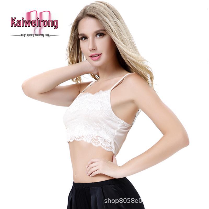 Women s Lace Strap Padded Camisole - White Silk Strapless Bandeau Bra