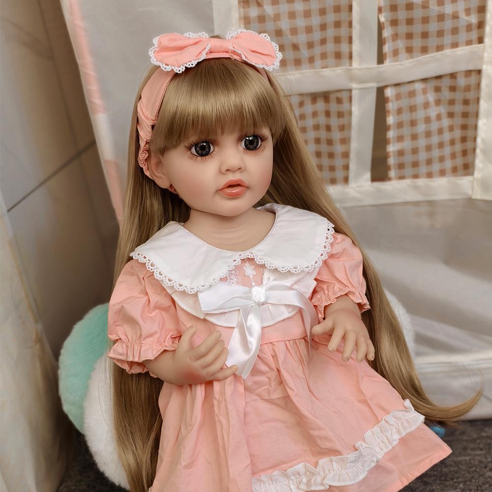 

Полностью виниловая кукла реборн игрушка имитация младенца девочки 55 см куклы для переодевания игрушки подарок для детей 55cm