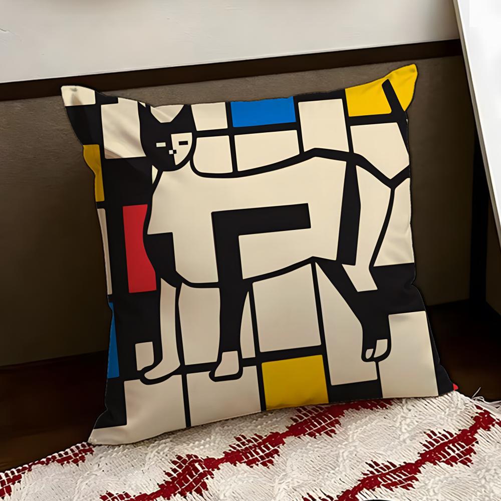 Abstract BBauhaus Geometry Cushion Cover Reversible Soft Durable Pillow Cover Home Car MultiScene Use for Daily Comfort