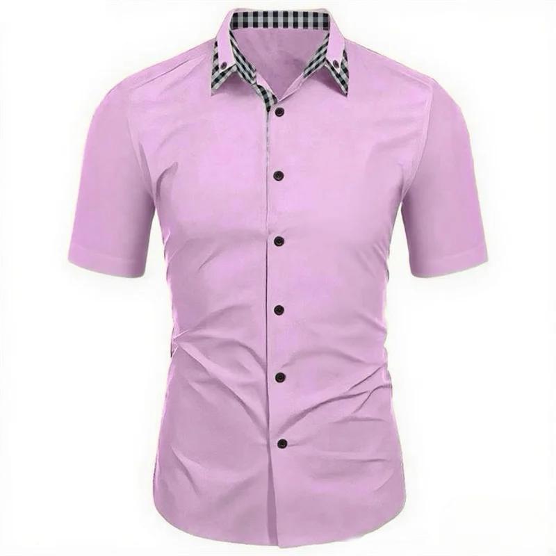 Summer Men Short Sleeve Beach Shirt Men Casual Lapel Fashion Shirt Tops