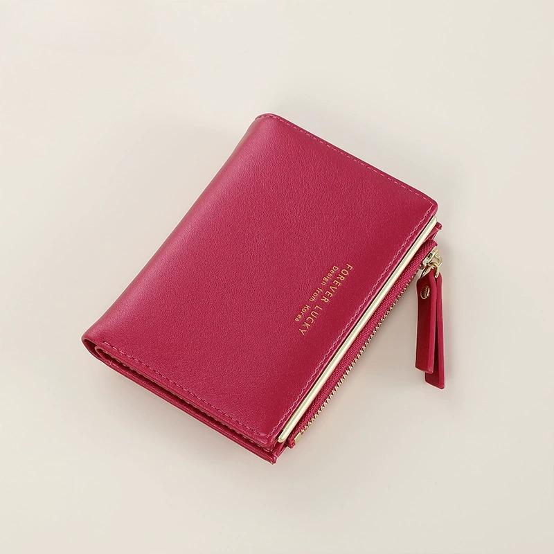 

Женский короткий кошелек Ультратонкий ПУ кожаный клатч на молнии Кошелек для монет Мини сумка для денег Маленький милый розовый держатель для карт для девочек розы красного