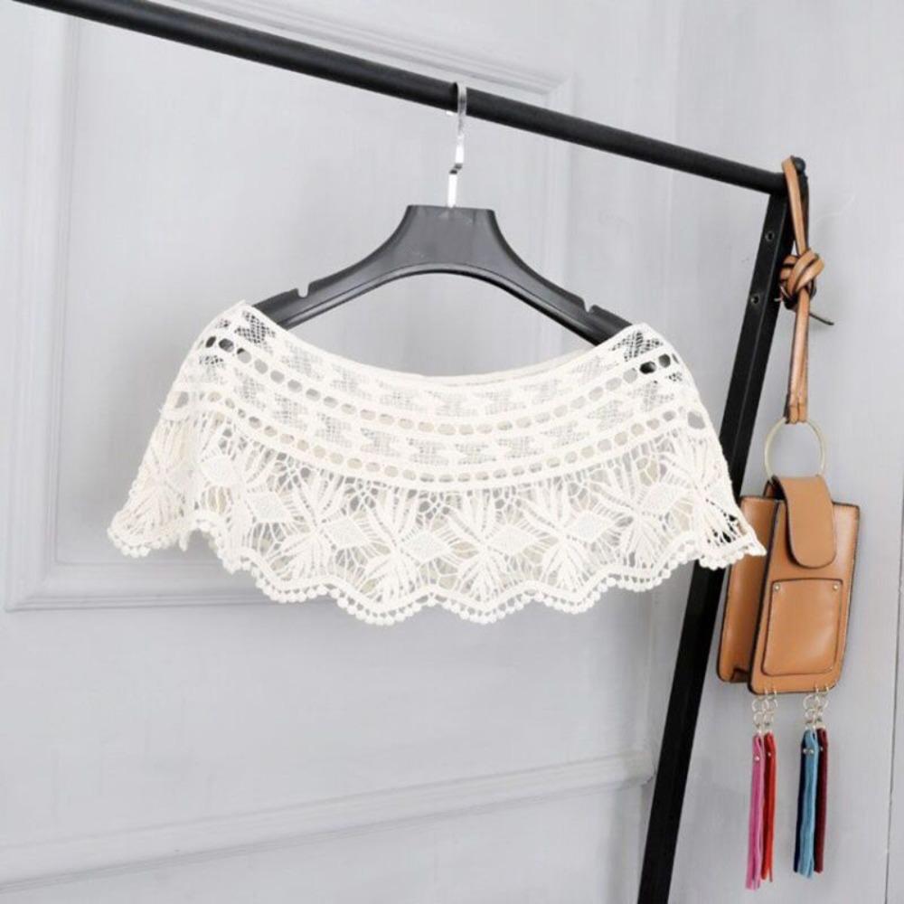 Hollow Out Lace Shawl Poncho Elegant Lace Neckline Shirt Cover Lace Cover Up Tops Daily
