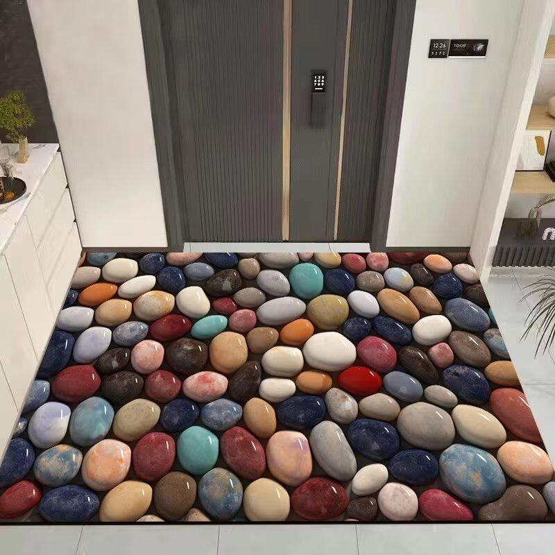 3D Kiesel Badezimmer Bodenmatte Rutschfest Schnelltrocknend Fußmatte Pflegeleicht Türvorleger
